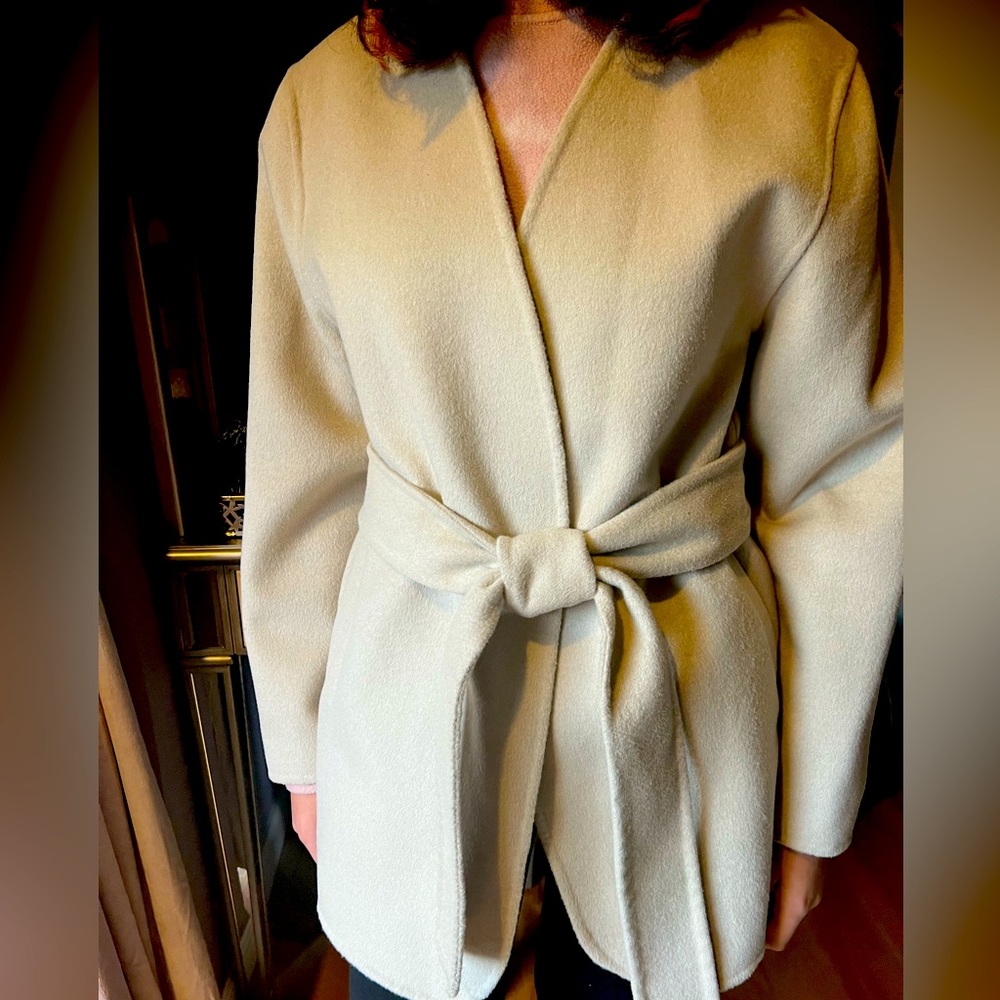 Mango wool blend coat with belt